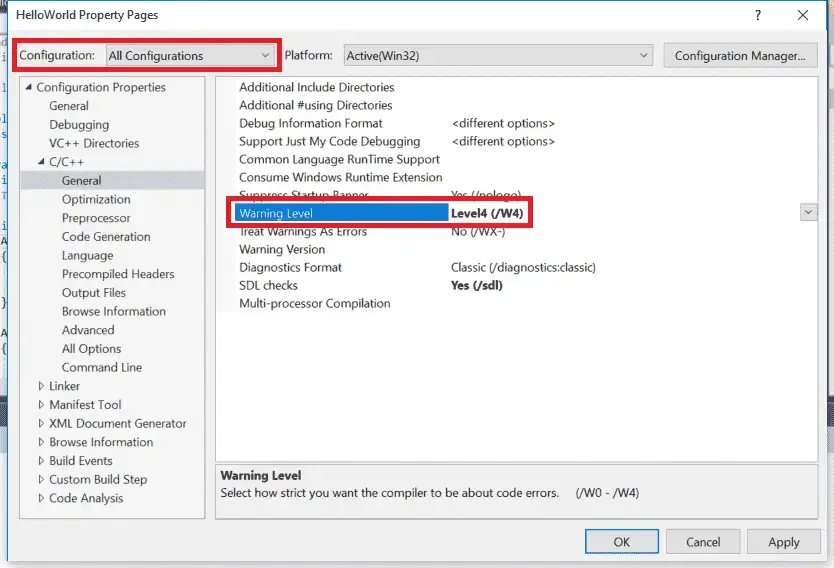 Visual Studio 提高警告等级
