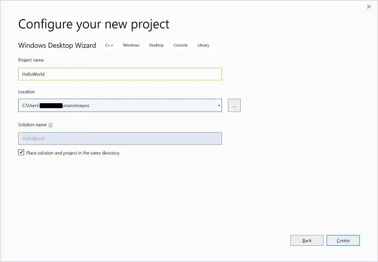 Visual Studio 2019创建项目
